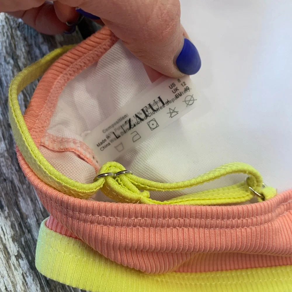 Zaful | NWT Pastel Ribbed V-Wire Cami Bikini Two Piece Swimsuit - Picture 9 of 10
